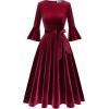 imageHomRain Womens Velvet Dress Long Sleeve Velvet Wedding Guest Dress Velvet Dresse for Women Cocktail Evening PartyVelvetdarkred