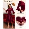 imageHomRain Womens Velvet Dress Long Sleeve Velvet Wedding Guest Dress Velvet Dresse for Women Cocktail Evening PartyVelvetdarkred