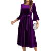 imageHomRain Womens Velvet Dress Long Sleeve Velvet Wedding Guest Dress Velvet Dresse for Women Cocktail Evening PartyVelvetgrape