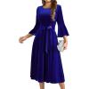 imageHomRain Womens Velvet Dress Long Sleeve Velvet Wedding Guest Dress Velvet Dresse for Women Cocktail Evening PartyVelvetroyalblue