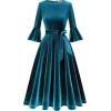 imageHomRain Womens Velvet Dress Long Sleeve Velvet Wedding Guest Dress Velvet Dresse for Women Cocktail Evening PartyVelvetturquoise