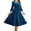 imageHomRain Womens Velvet Dress Long Sleeve Velvet Wedding Guest Dress Velvet Dresse for Women Cocktail Evening PartyVelvetgreyblue