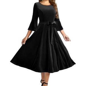 imageHomRain Womens Velvet Dress Long Sleeve Velvet Wedding Guest Dress Velvet Dresse for Women Cocktail Evening PartyVelvetblack