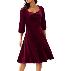imageHomRain Womens Velvet Formal Dresses Boat Neck Sleeveless Sequin Dress for Evening Party Vintage Dress