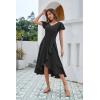 imageHomRain V Neck Formal Wedding Guest Bridesmaid Dresses for Women 2025 Ruffle Sleeves for Cocktail Graduation Modest DressBlack