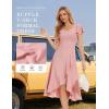 imageHomRain V Neck Formal Wedding Guest Bridesmaid Dresses for Women 2025 Ruffle Sleeves for Cocktail Graduation Modest DressBlush