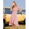 imageHomRain V Neck Formal Wedding Guest Bridesmaid Dresses for Women 2025 Ruffle Sleeves for Cocktail Graduation Modest DressBlush
