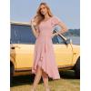 imageHomRain V Neck Formal Wedding Guest Bridesmaid Dresses for Women 2025 Ruffle Sleeves for Cocktail Graduation Modest DressBlush
