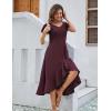 imageHomRain V Neck Formal Wedding Guest Bridesmaid Dresses for Women 2025 Ruffle Sleeves for Cocktail Graduation Modest DressBurgundy