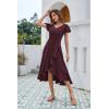 imageHomRain V Neck Formal Wedding Guest Bridesmaid Dresses for Women 2025 Ruffle Sleeves for Cocktail Graduation Modest DressBurgundy