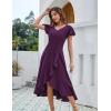 imageHomRain V Neck Formal Wedding Guest Bridesmaid Dresses for Women 2025 Ruffle Sleeves for Cocktail Graduation Modest DressGrape