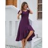 imageHomRain V Neck Formal Wedding Guest Bridesmaid Dresses for Women 2025 Ruffle Sleeves for Cocktail Graduation Modest DressGrape