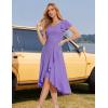 imageHomRain V Neck Formal Wedding Guest Bridesmaid Dresses for Women 2025 Ruffle Sleeves for Cocktail Graduation Modest DressLavender