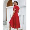 imageHomRain V Neck Formal Wedding Guest Bridesmaid Dresses for Women 2025 Ruffle Sleeves for Cocktail Graduation Modest DressRed