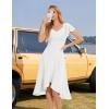imageHomRain V Neck Formal Wedding Guest Bridesmaid Dresses for Women 2025 Ruffle Sleeves for Cocktail Graduation Modest DressWhite