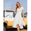 imageHomRain V Neck Formal Wedding Guest Bridesmaid Dresses for Women 2025 Ruffle Sleeves for Cocktail Graduation Modest DressWhite