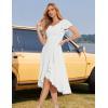 imageHomRain V Neck Formal Wedding Guest Bridesmaid Dresses for Women 2025 Ruffle Sleeves for Cocktail Graduation Modest DressWhite