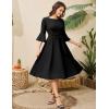 imageHomRain Womens Church Dresses for 2025 Wedding Guest Cocktail Tea Party Bell Sleeve Vintage Evening Graduation DressBlack