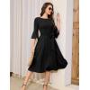 imageHomRain Womens Church Dresses for 2025 Wedding Guest Cocktail Tea Party Bell Sleeve Vintage Evening Graduation DressBlack
