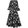 imageHomRain Womens Church Dresses for 2025 Wedding Guest Cocktail Tea Party Bell Sleeve Vintage Evening Graduation DressBlack White Flower