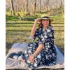 imageHomRain Womens Church Dresses for 2025 Wedding Guest Cocktail Tea Party Bell Sleeve Vintage Evening Graduation DressBlack White Flower