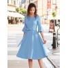 imageHomRain Womens Church Dresses for 2025 Wedding Guest Cocktail Tea Party Bell Sleeve Vintage Evening Graduation DressBlue