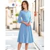imageHomRain Womens Church Dresses for 2025 Wedding Guest Cocktail Tea Party Bell Sleeve Vintage Evening Graduation DressBlue