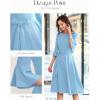 imageHomRain Womens Church Dresses for 2025 Wedding Guest Cocktail Tea Party Bell Sleeve Vintage Evening Graduation DressBlue