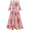 imageHomRain Womens Church Dresses for 2025 Wedding Guest Cocktail Tea Party Bell Sleeve Vintage Evening Graduation DressBlush Flower