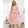 imageHomRain Womens Church Dresses for 2025 Wedding Guest Cocktail Tea Party Bell Sleeve Vintage Evening Graduation DressBlush White Flower