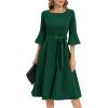 imageHomRain Womens Church Dresses for 2025 Wedding Guest Cocktail Tea Party Bell Sleeve Vintage Evening Graduation DressDark Green