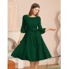 imageHomRain Womens Church Dresses for 2025 Wedding Guest Cocktail Tea Party Bell Sleeve Vintage Evening Graduation DressDark Green