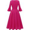 imageHomRain Womens Church Dresses for 2025 Wedding Guest Cocktail Tea Party Bell Sleeve Vintage Evening Graduation DressFuchsia