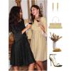 imageHomRain Womens Church Dresses for 2025 Wedding Guest Cocktail Tea Party Bell Sleeve Vintage Evening Graduation DressGlitterblack