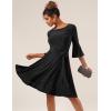 imageHomRain Womens Church Dresses for 2025 Wedding Guest Cocktail Tea Party Bell Sleeve Vintage Evening Graduation DressGlitterblack
