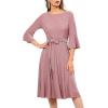 imageHomRain Womens Church Dresses for 2025 Wedding Guest Cocktail Tea Party Bell Sleeve Vintage Evening Graduation DressGlitterblush