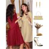 imageHomRain Womens Church Dresses for 2025 Wedding Guest Cocktail Tea Party Bell Sleeve Vintage Evening Graduation DressGlitterburgundy