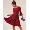 imageHomRain Womens Church Dresses for 2025 Wedding Guest Cocktail Tea Party Bell Sleeve Vintage Evening Graduation DressGlitterburgundy