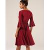 imageHomRain Womens Church Dresses for 2025 Wedding Guest Cocktail Tea Party Bell Sleeve Vintage Evening Graduation DressGlitterburgundy
