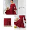 imageHomRain Womens Church Dresses for 2025 Wedding Guest Cocktail Tea Party Bell Sleeve Vintage Evening Graduation DressGlitterburgundy