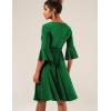 imageHomRain Womens Church Dresses for 2025 Wedding Guest Cocktail Tea Party Bell Sleeve Vintage Evening Graduation DressGlittergreen