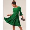 imageHomRain Womens Church Dresses for 2025 Wedding Guest Cocktail Tea Party Bell Sleeve Vintage Evening Graduation DressGlittergreen