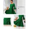 imageHomRain Womens Church Dresses for 2025 Wedding Guest Cocktail Tea Party Bell Sleeve Vintage Evening Graduation DressGlittergreen