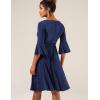 imageHomRain Womens Church Dresses for 2025 Wedding Guest Cocktail Tea Party Bell Sleeve Vintage Evening Graduation DressGlitternavy