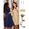imageHomRain Womens Church Dresses for 2025 Wedding Guest Cocktail Tea Party Bell Sleeve Vintage Evening Graduation DressGlitternavy