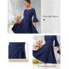 imageHomRain Womens Church Dresses for 2025 Wedding Guest Cocktail Tea Party Bell Sleeve Vintage Evening Graduation DressGlitternavy