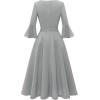 imageHomRain Womens Church Dresses for 2025 Wedding Guest Cocktail Tea Party Bell Sleeve Vintage Evening Graduation DressGrey