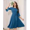 imageHomRain Womens Church Dresses for 2025 Wedding Guest Cocktail Tea Party Bell Sleeve Vintage Evening Graduation DressGreyblue