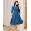 imageHomRain Womens Church Dresses for 2025 Wedding Guest Cocktail Tea Party Bell Sleeve Vintage Evening Graduation DressGreyblue