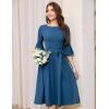 imageHomRain Womens Church Dresses for 2025 Wedding Guest Cocktail Tea Party Bell Sleeve Vintage Evening Graduation DressGreyblue